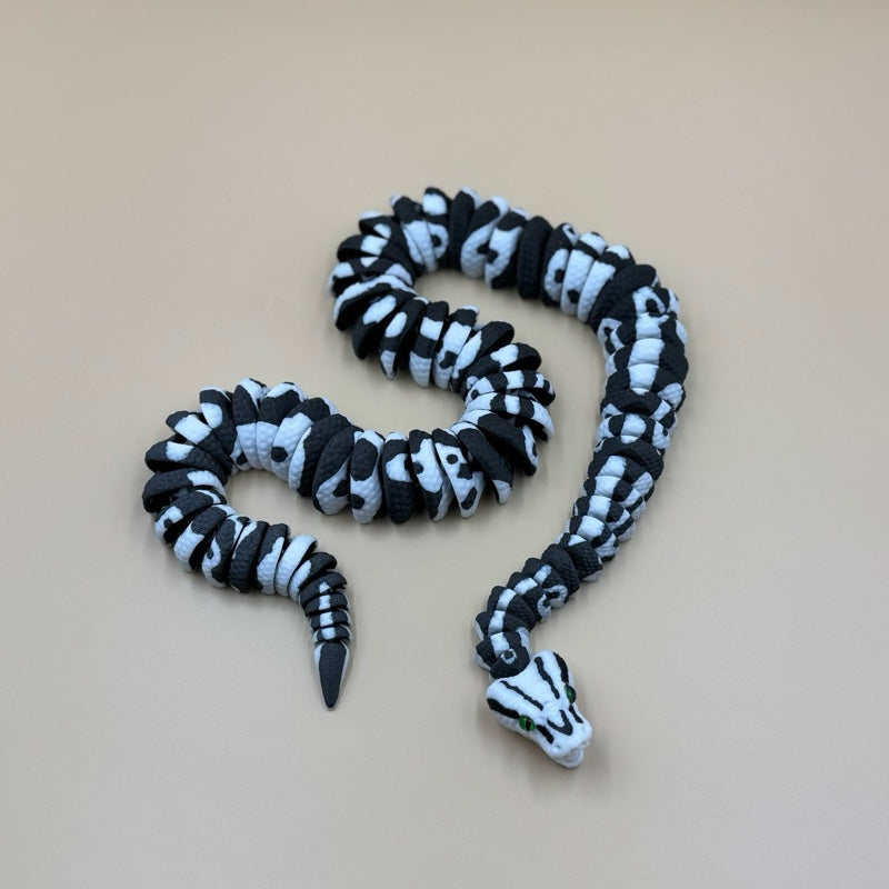 3D Printed Ball Python Articulated Figurine - High-Resolution White & Black Morph Collectible