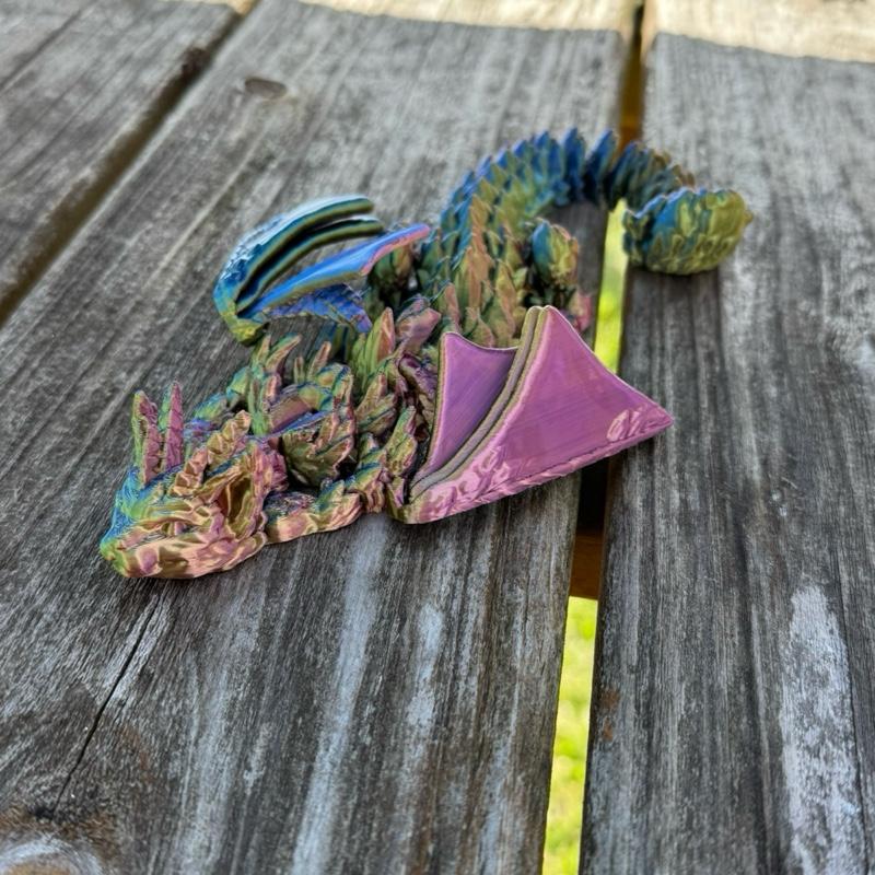 Cat Dragon - 3D Whimsical Feline Fantasy Creature Multicolor Flexible Poseable Articulated Joints Magical Kitty Dragon Ornaments
