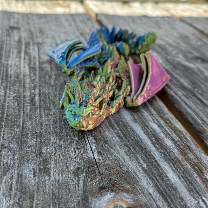 Cat Dragon - 3D Whimsical Feline Fantasy Creature Multicolor Flexible Poseable Articulated Joints Magical Kitty Dragon Ornaments