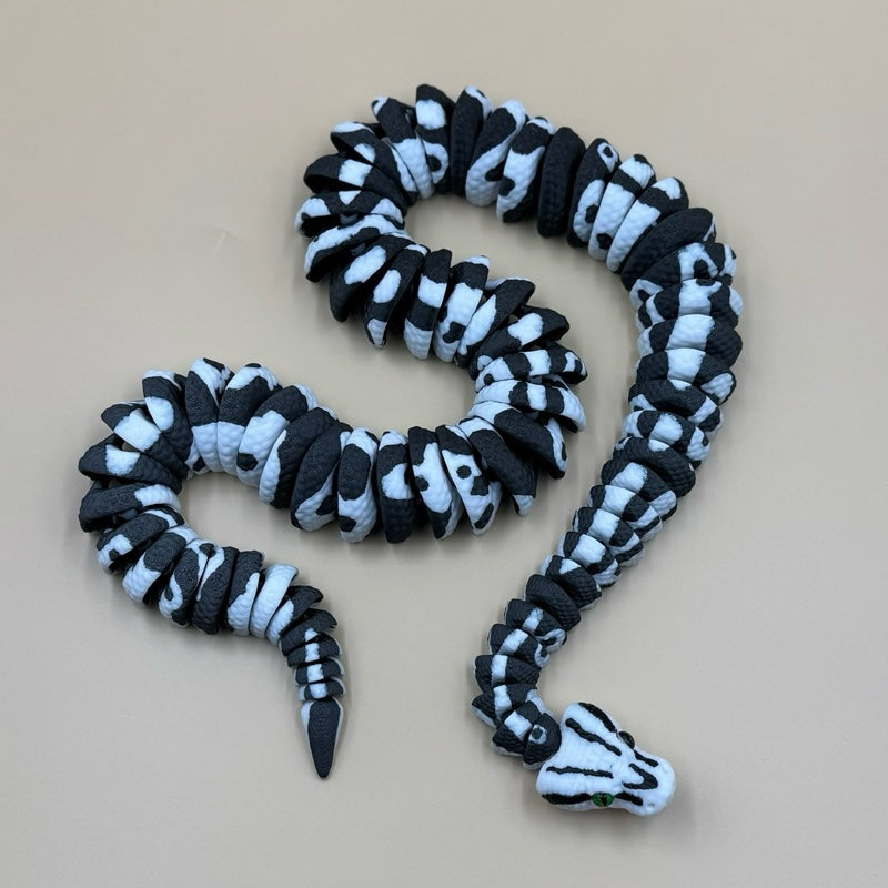 3D Printed Ball Python Articulated Figurine - High-Resolution White & Black Morph Collectible